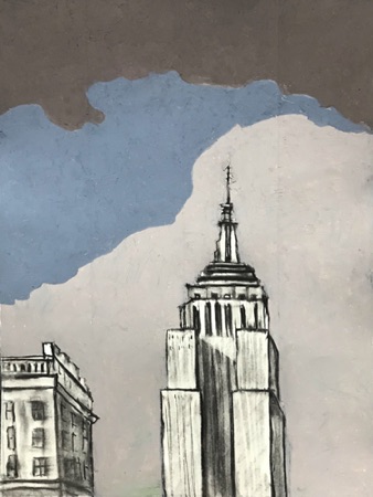 Empire State Building; 
2019; charcoal and oil pastel on paper, 24 x 18"